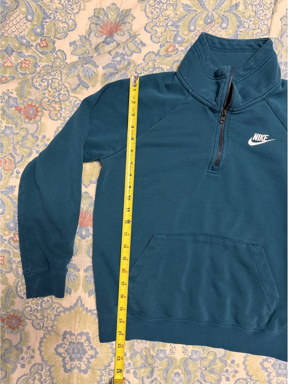 Nike Teal Blue Quarter Zip Pullover Sweatshirt Size S - Picture 6 of 11